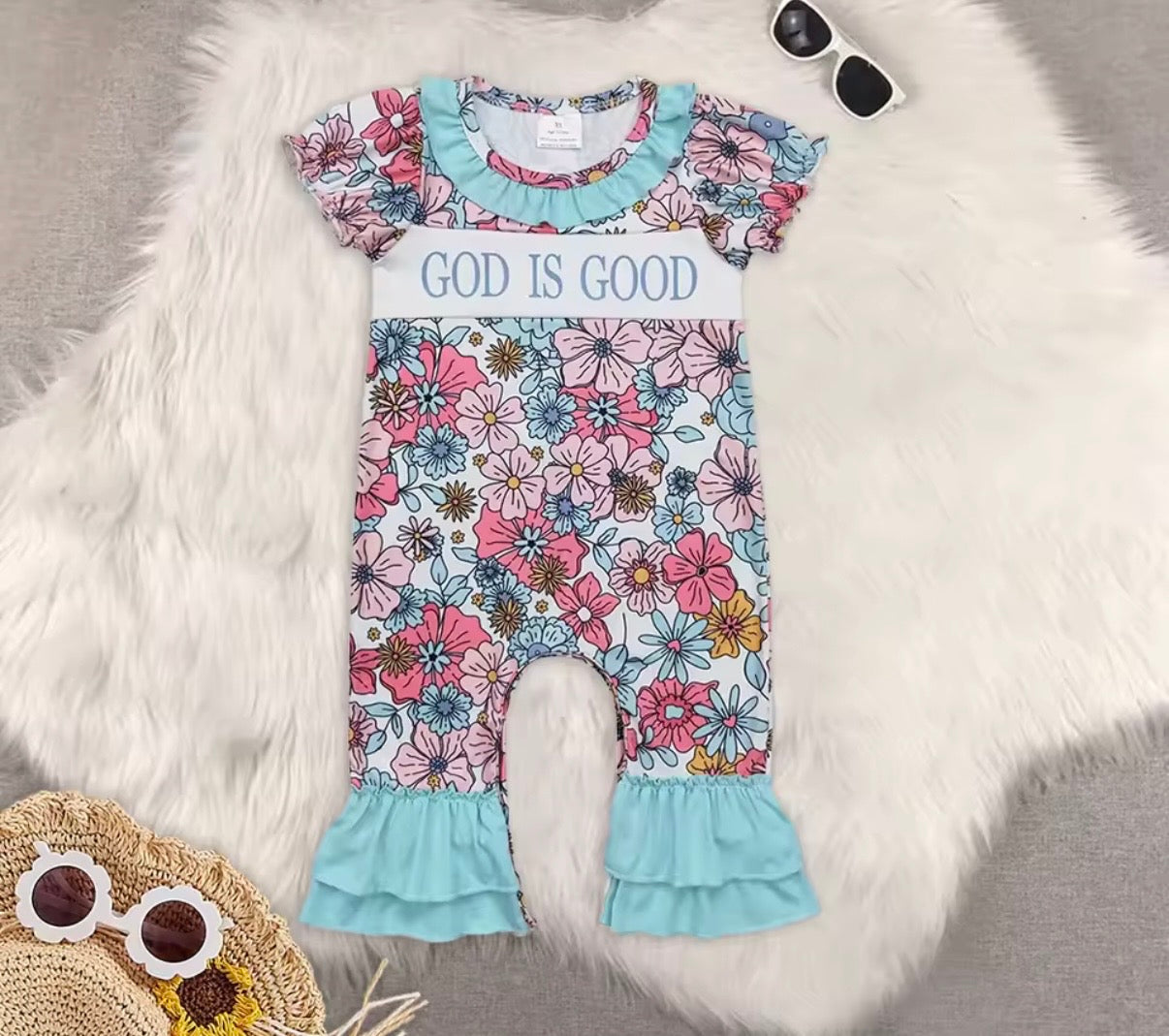 God is Good Baby Girl Romper