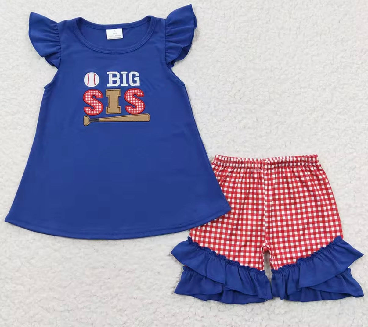 Embroidered Baseball Big Sis Set